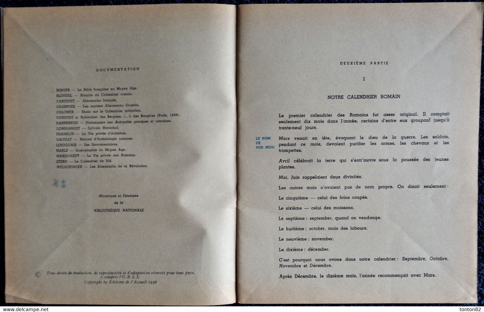 La Récréation N° 12 & 13 - Histoire du Calendrier - Tomes 1 & 2 - Éditions de l'accueil - ( 1956 ) .