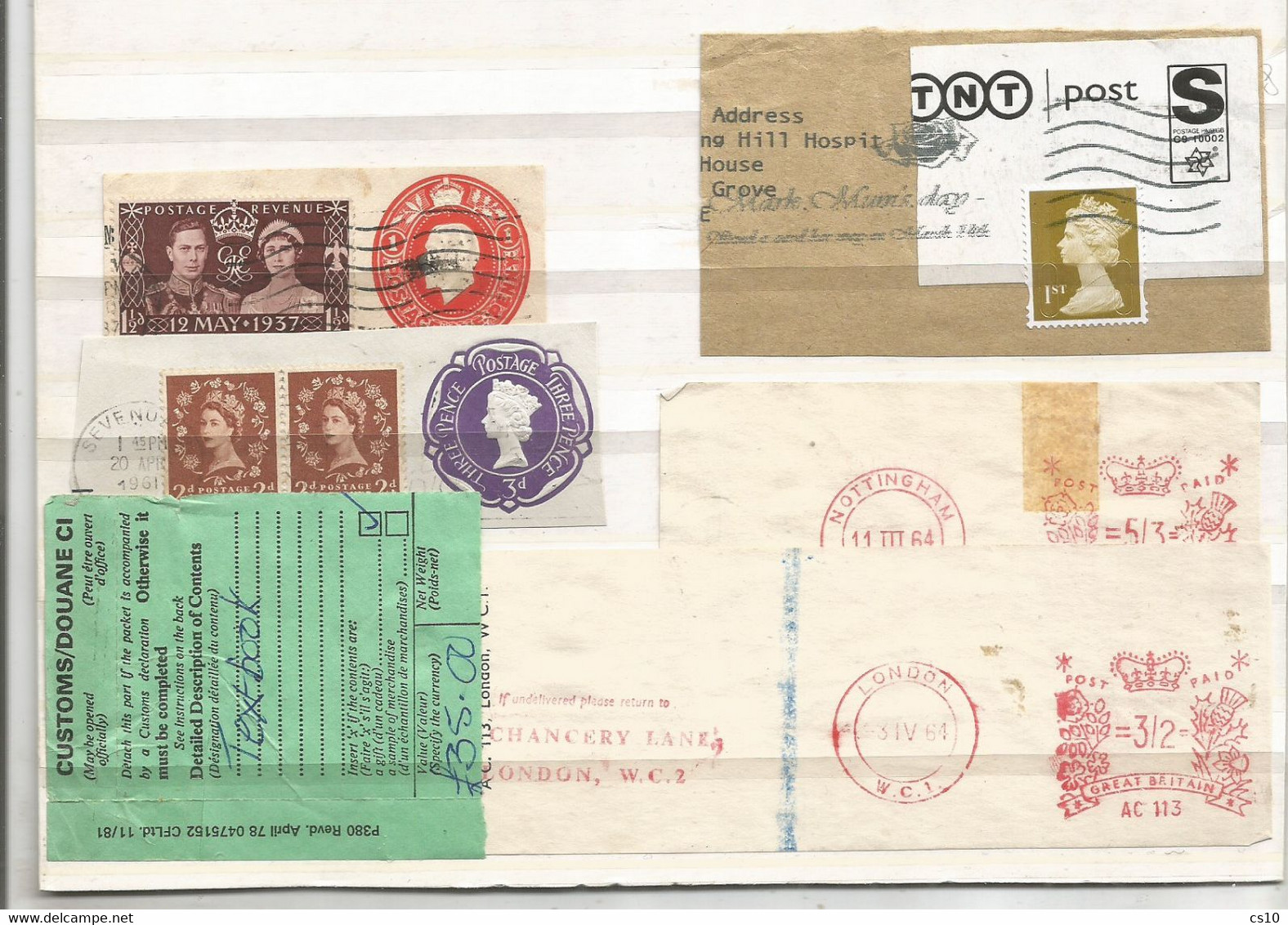 UK Britain Lot Of P.Dues Labels Field Post Offices Pcs Universal Mail Square Cuts Service Abroad PMKs Etc - Errors, Freaks & Oddities (EFOs