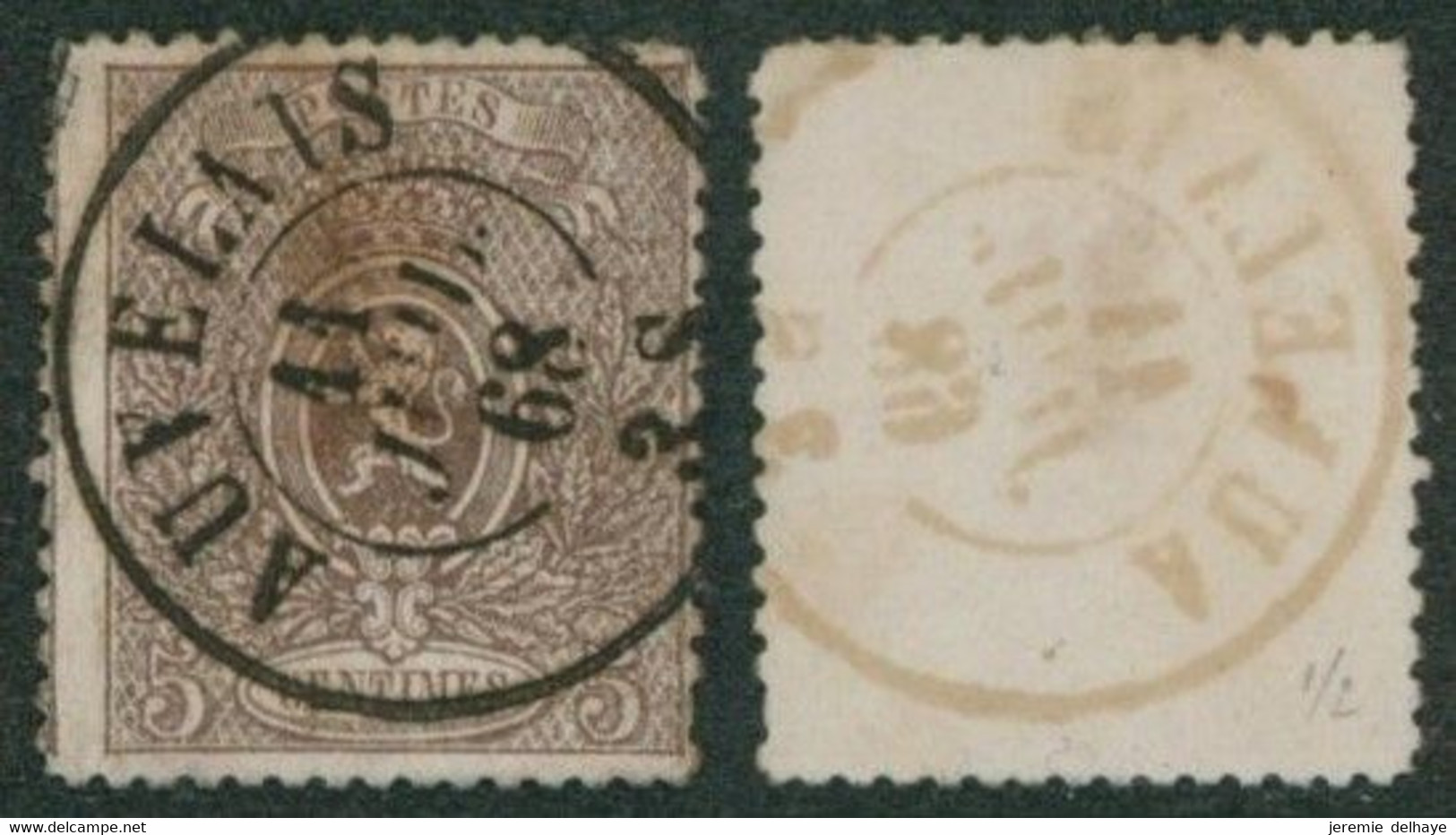 Petit Lion Dentelé - N°25 Obl Double Cercle "Auvelais". Superbe Frappe ! - 1866-1867 Coat Of Arms
