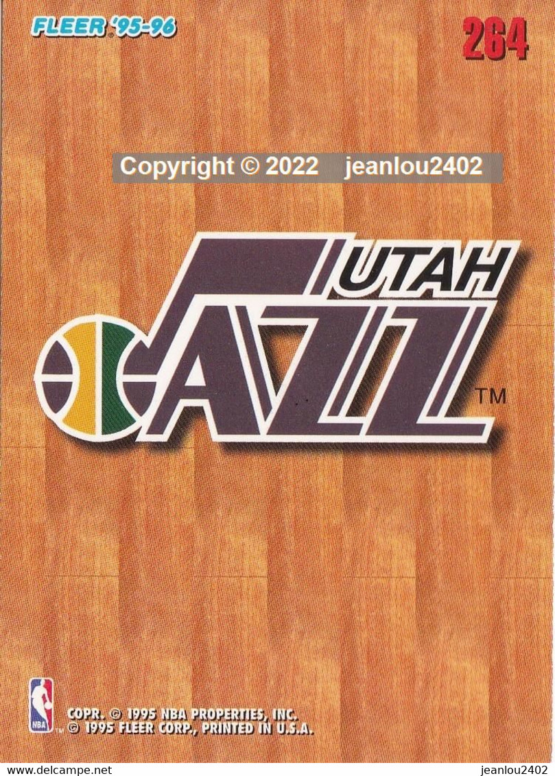 CARTE NBA 264 - UTAH JAZZ  - 95/96 - 1990-1999