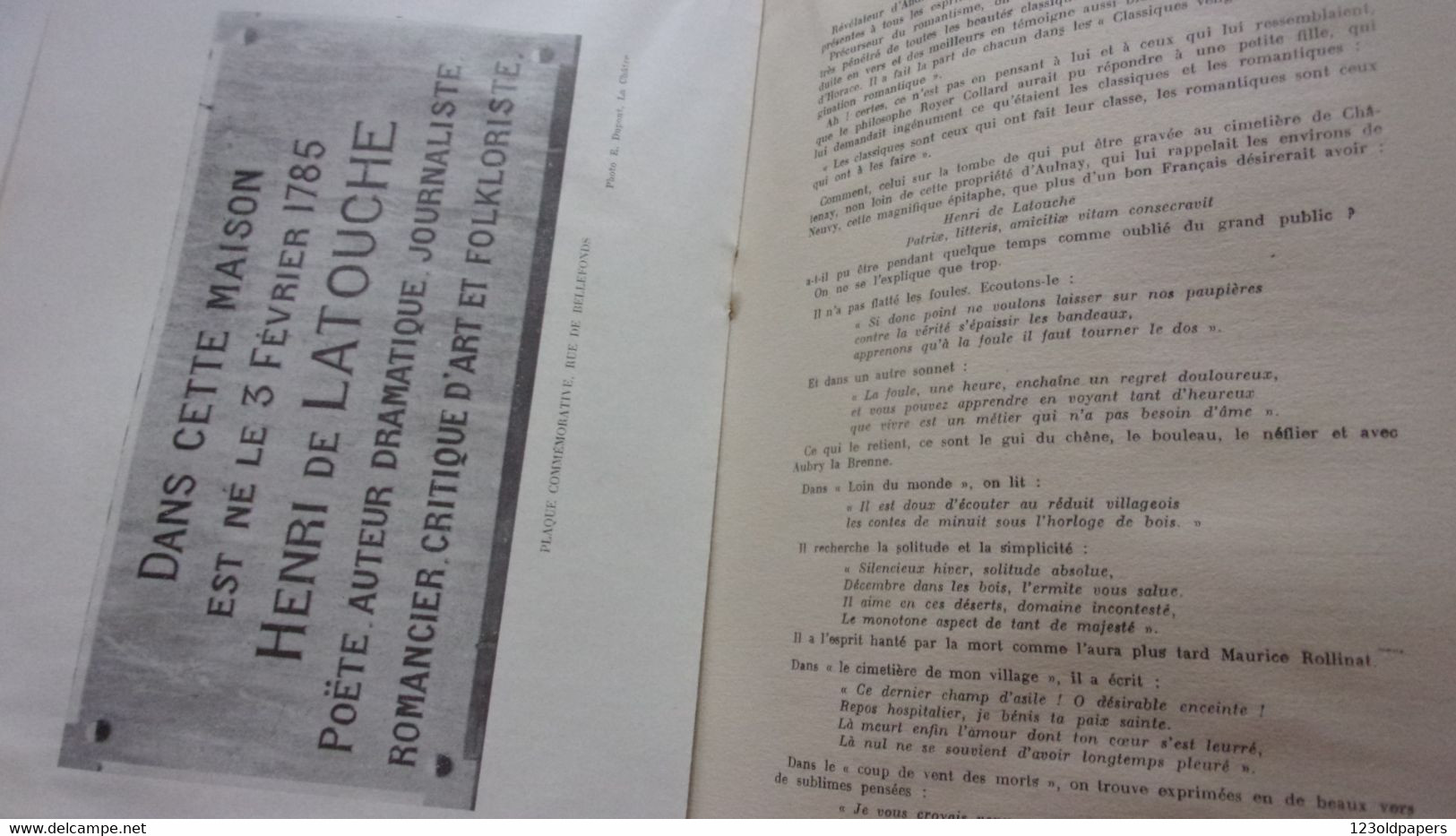 ️ ️ BERRY INDRE 1934 LA CHATRE LE SOUVENIR D HENRI DE LATOUCHE 16 PAGES NEUVY SAINT SEPULCRE - La Chatre