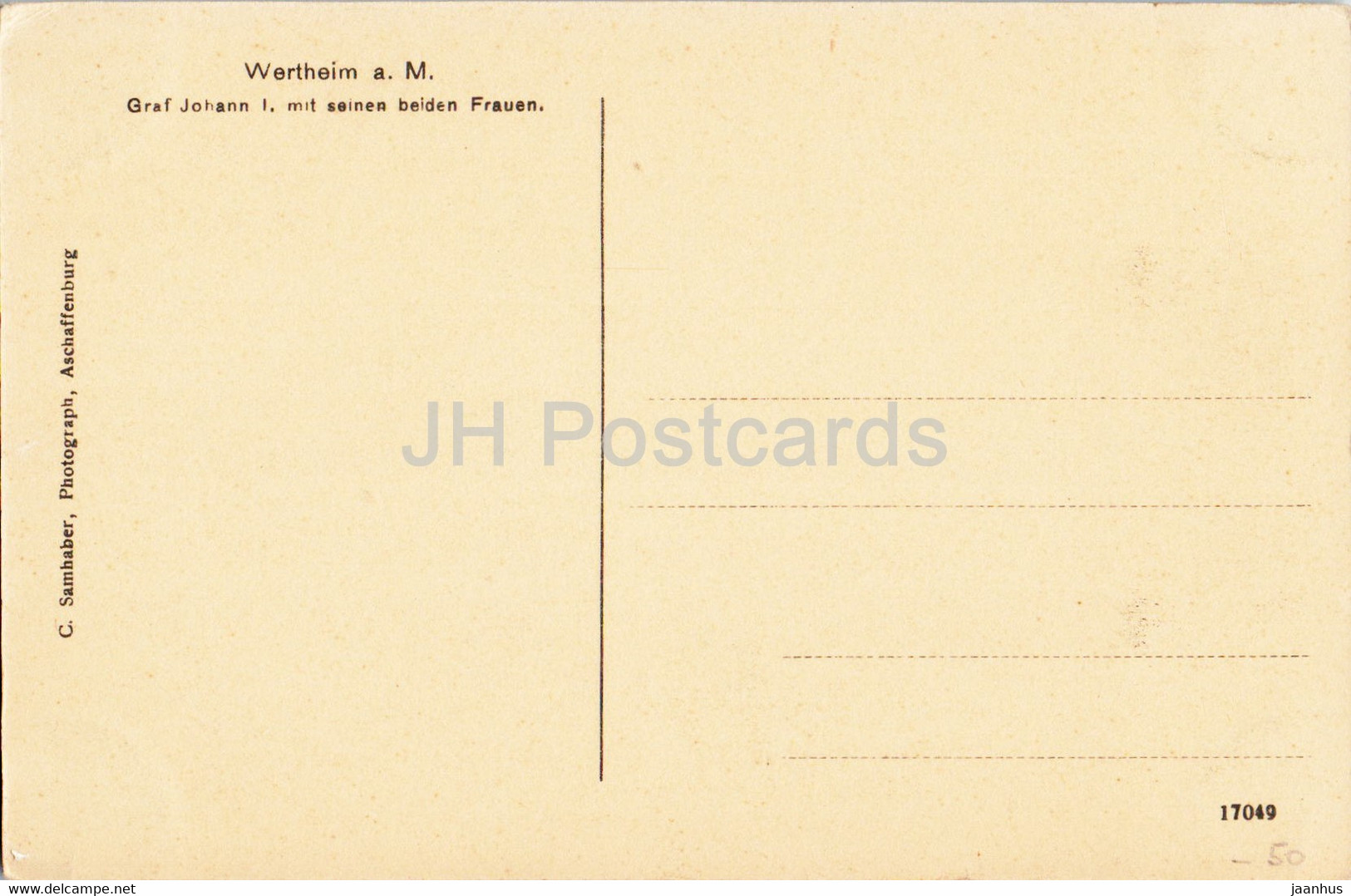 Wertheim A M - Graf Johann I Mit Seinen Beiden Frauen - Old Postcard - Germany - Unused - Wertheim