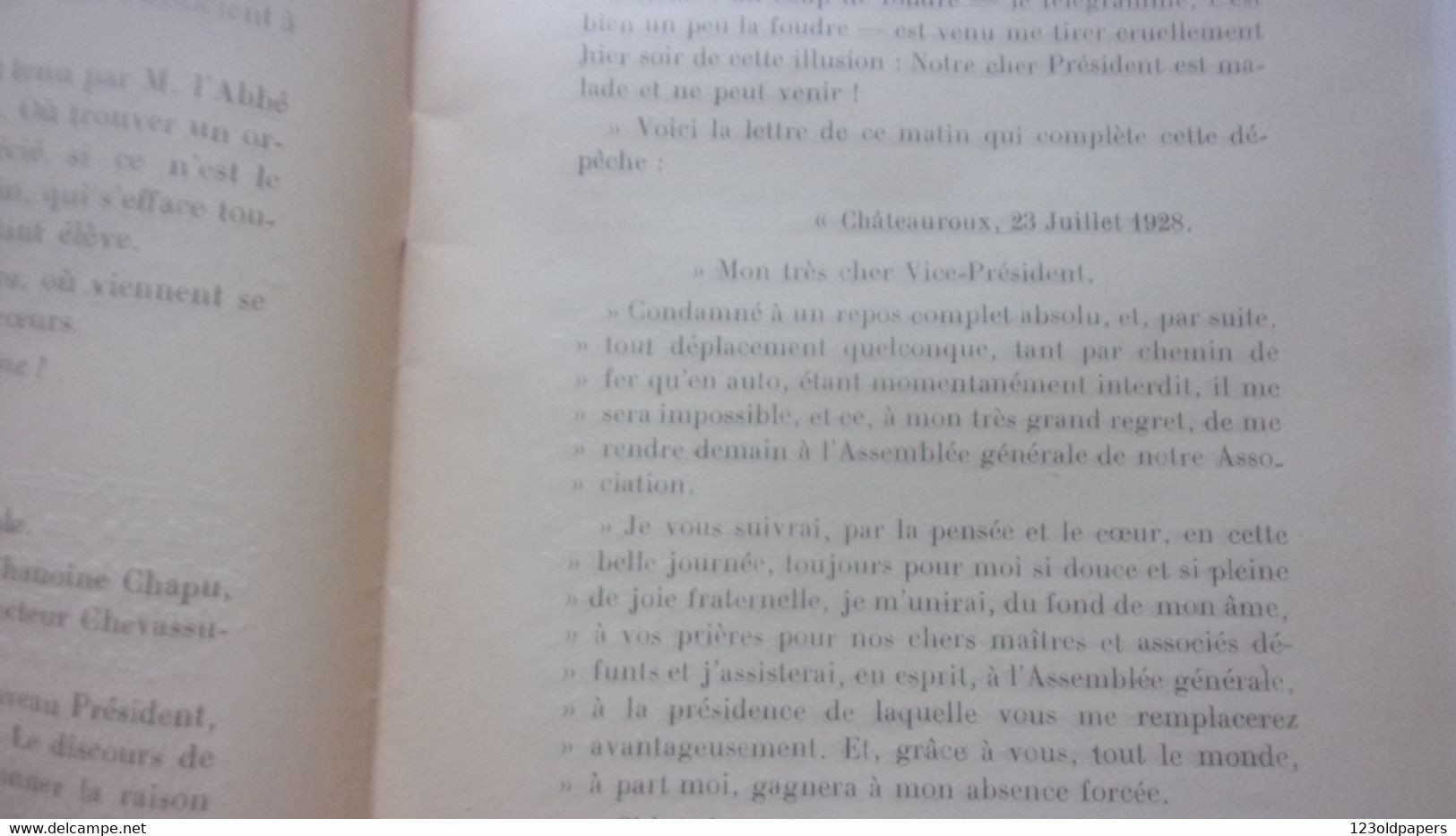 ♥️ ♥️ BERRY INDRE   SAINT GAULTIER 1928 ENVOI AUTEUR CHANOINE CHAPU COMPTE RENDU ANCIENS ELEVES PETIT SEMINAIRE - Centre - Val De Loire