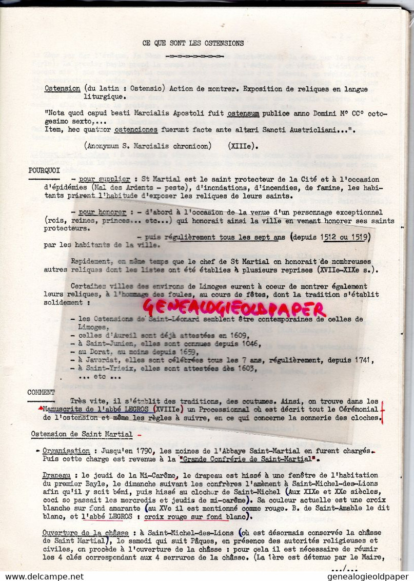 87-LIMOGES-OSTENSIONS EXPOSITION BIBLIOTHEQUE MUNICIPALE -1974-SAINT ST LEONARD- JUNIEN- AUREIL-DORAT-MARTIAL-JAVERDAT - Limousin