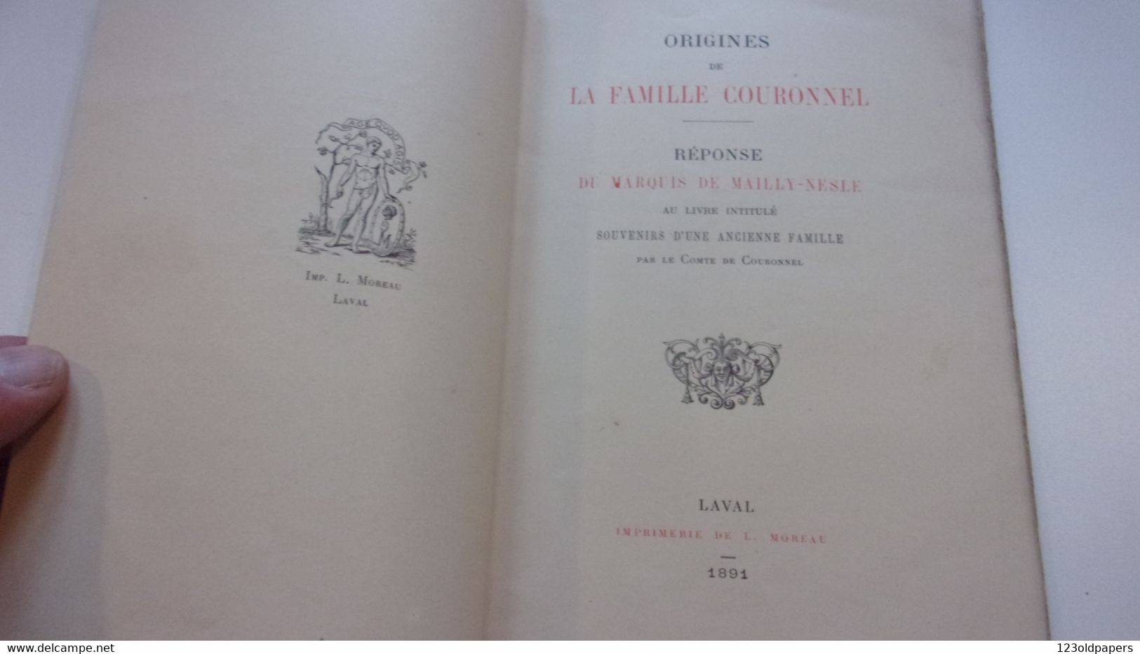 ️ ️ 1891 Origines De La Famille Couronnel. Réponse Du Marquis De Mailly Nesle /* LEDRU MAINE / ARTOIS - Pays De Loire