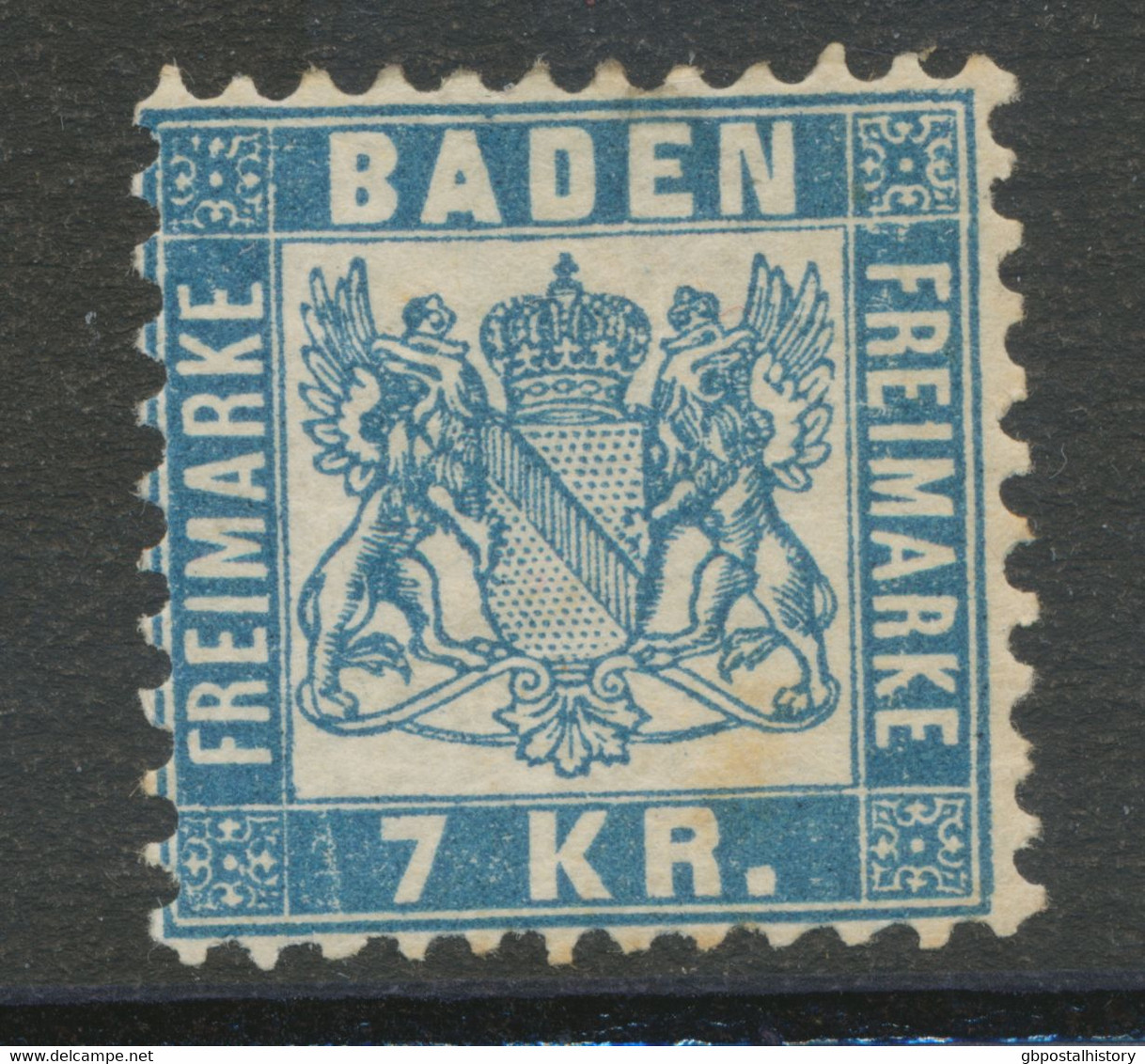 BADEN 1871, 7 Kr. Hell- Bis Mittelgraublau (hellblau) Ungebrauchtes Pra.-Stück - Postfris