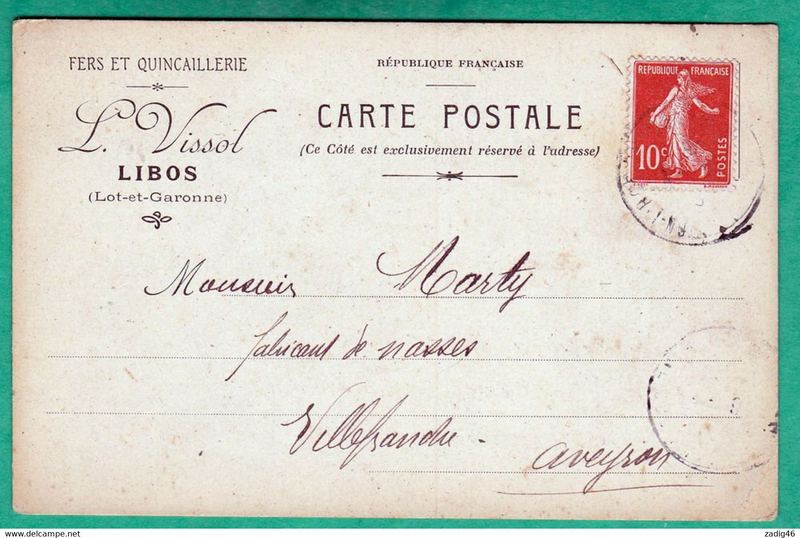 LIBOS - QUINCAILLERIE L. VISSOL - CARTE COMMERCIALE - 2 SCANS - - Libos