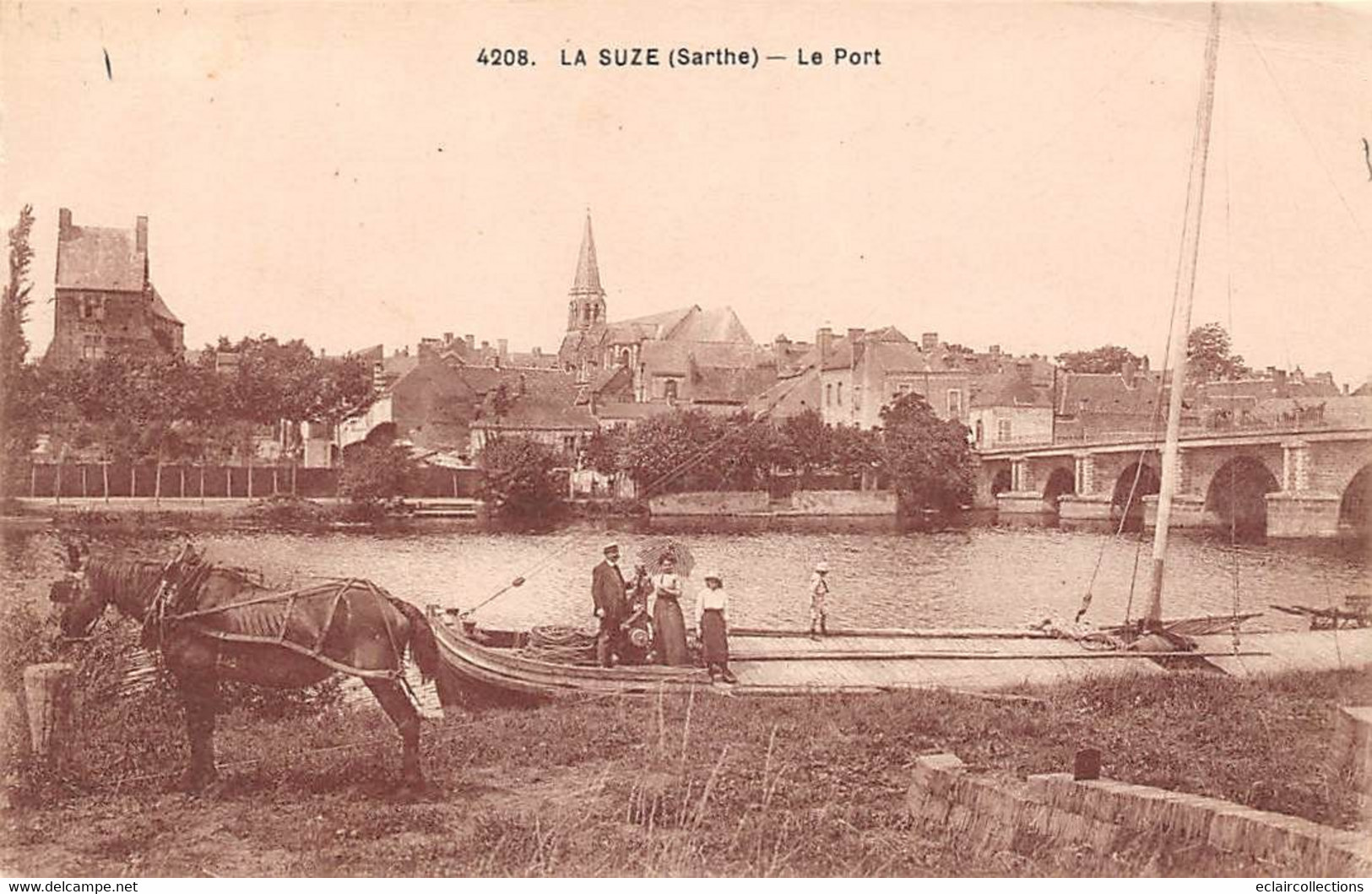 La Suze Sur Sarthe        72        Le Port. Péniche     (voir Scan) - La Suze Sur Sarthe