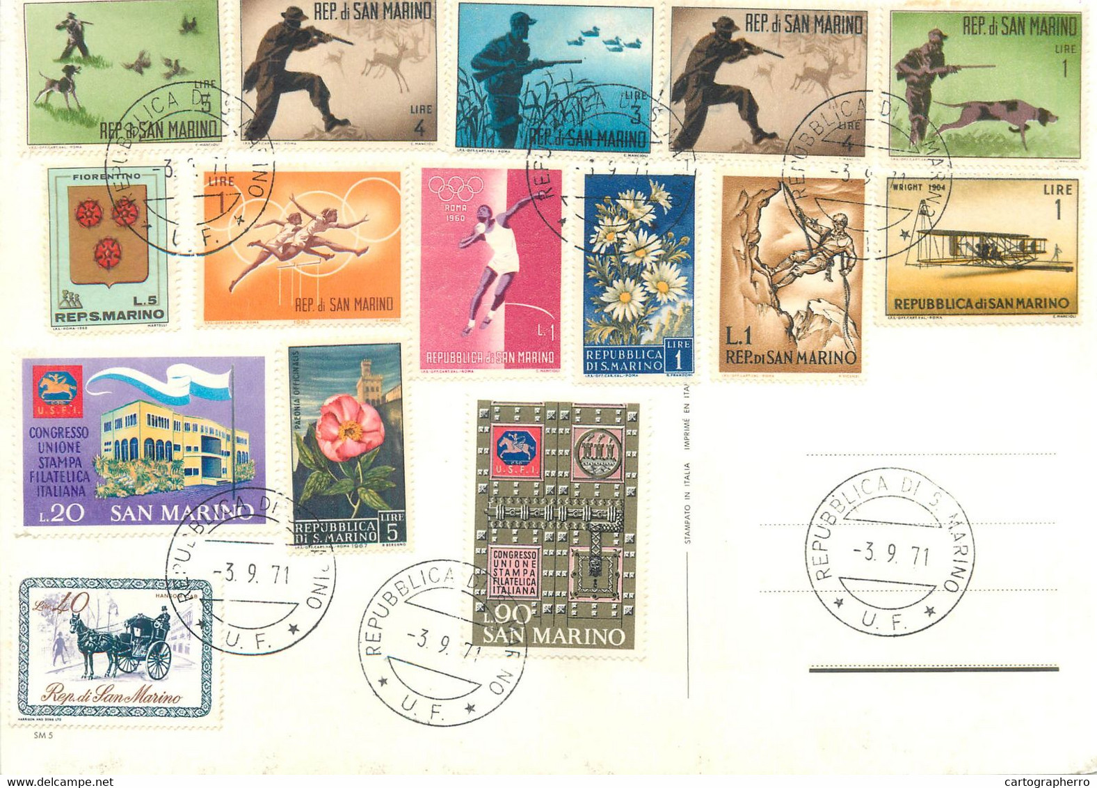Lot 3 Extra Size Postcards SAN MARINO Atypical 13 X 19 Cm Multi Nice Franking Stamps Local Motifs Sports & Fauna Topical - Usados