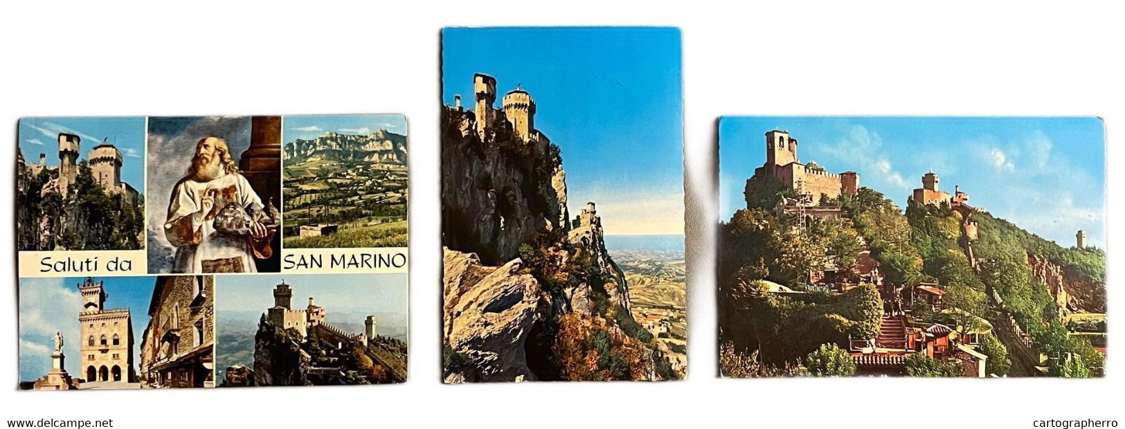 Lot 3 extra size postcards SAN MARINO atypical 13 x 19 cm multi nice franking stamps local motifs sports & fauna topical