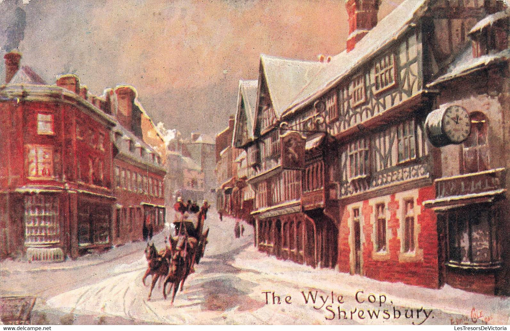 CPA Illustrateur Anglais - The Wyle Cop Shrewsbury - Cole - Oblitéré à Shrewsbury En 1906 - Otros & Sin Clasificación