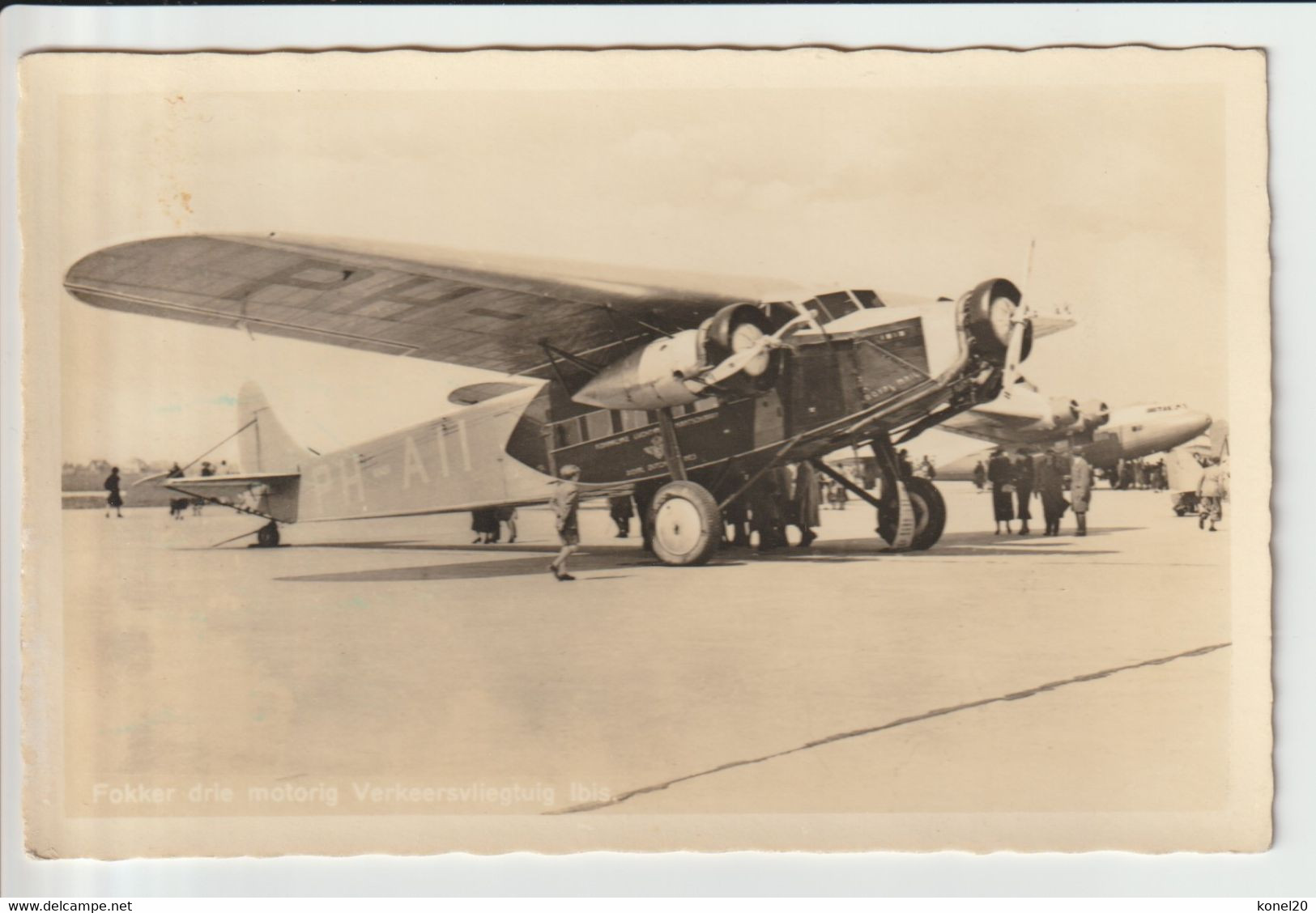 Vintage Pc KLM K.L.M Royal Dutch Airlines Fokker F-12 "IBIS" Aircraft @ Schiphol Airport - 1946-....: Modern Era