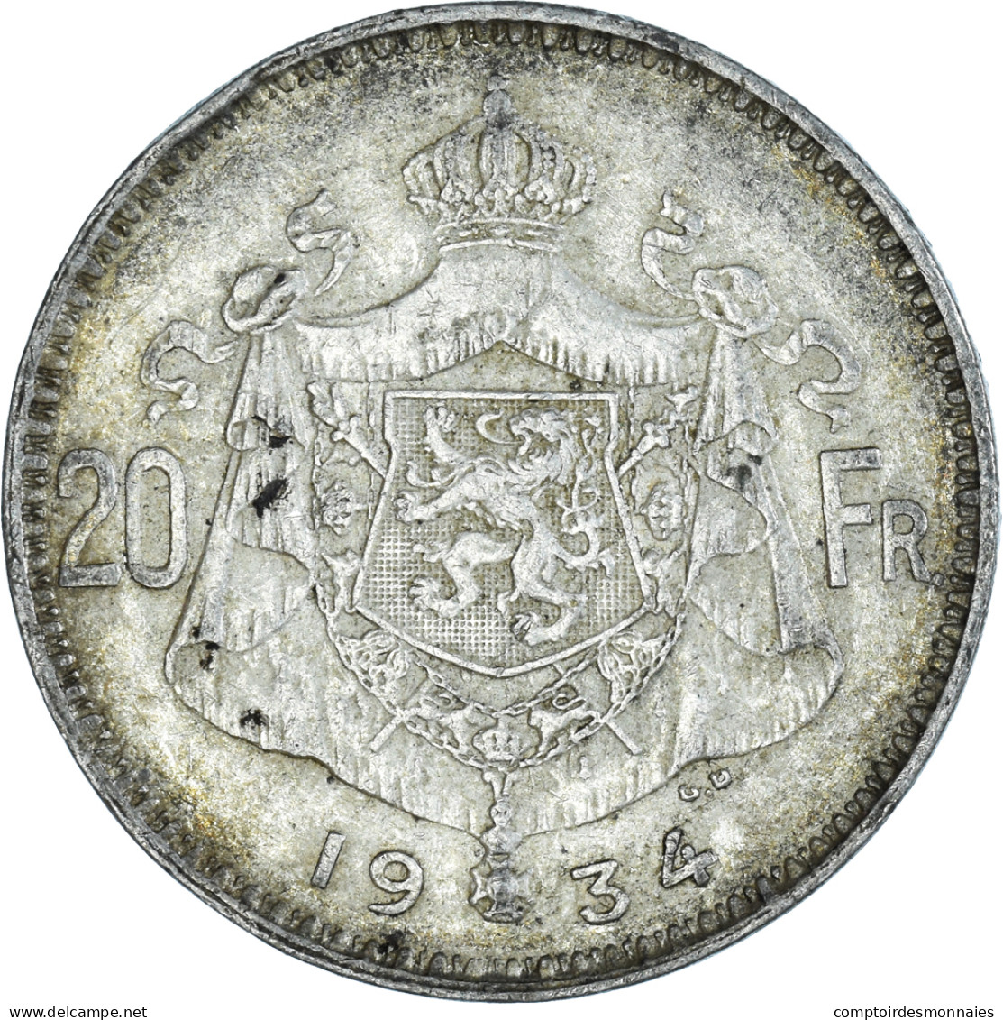 Monnaie, Belgique, 20 Francs, 20 Frank, 1934, Bruxelles, TB+, Argent, KM:104.1 - 20 Francs & 4 Belgas
