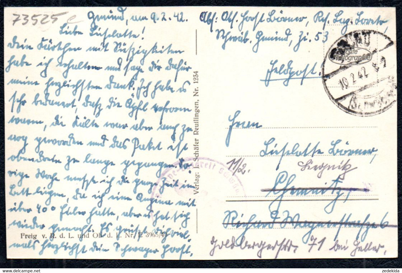 F9813 - Schwäbisch Gmünd Rechenberg - RLM - Verlag J. Schäfer - Feldpost 2. WK WW - Schwaebisch Gmünd