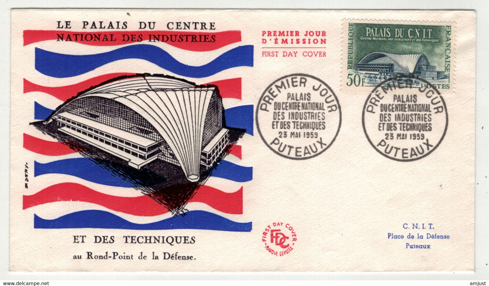 France // FDC // 1950-1959 // Lettre 1er Jour Palais Du CentreNational Des Industries Et Des Techniques 23.05.1959 - 1950-1959