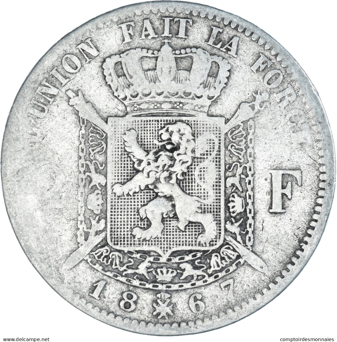 Monnaie, Belgique, Leopold II, 2 Francs, 2 Frank, 1867, Bruxelles, B+, Argent - 2 Francs