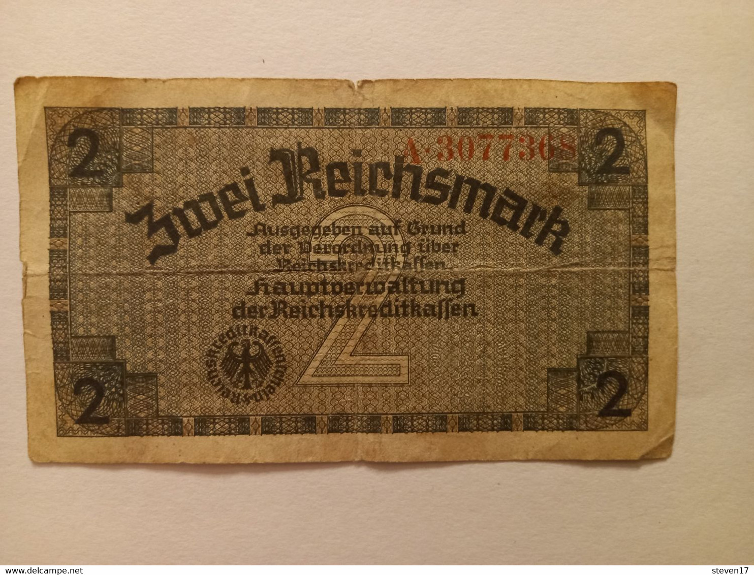 ALLEMAGNE BILLET 2 REICHSMARK - A Identifier