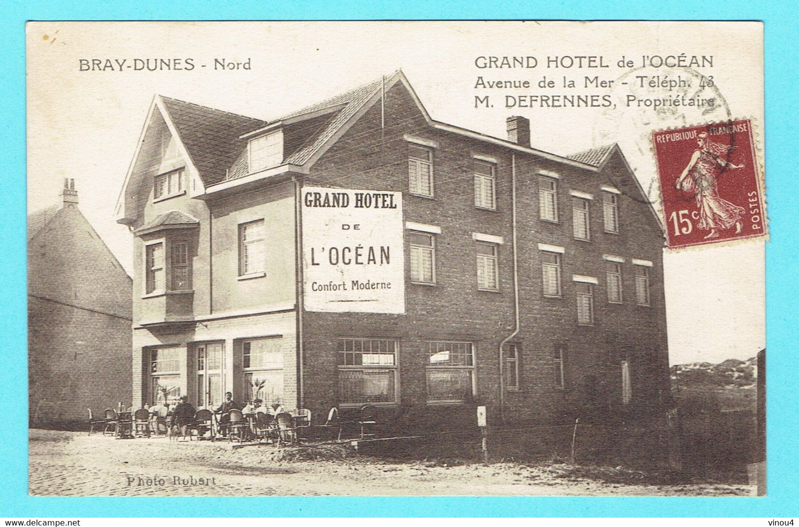 CPA Publicitaire BRAY DUNES Grand Hôtel De L'Océan Avenue De La Mer M DEFRENNES Propriétaire 59 Nord Pub Publicité - Bray-Dunes