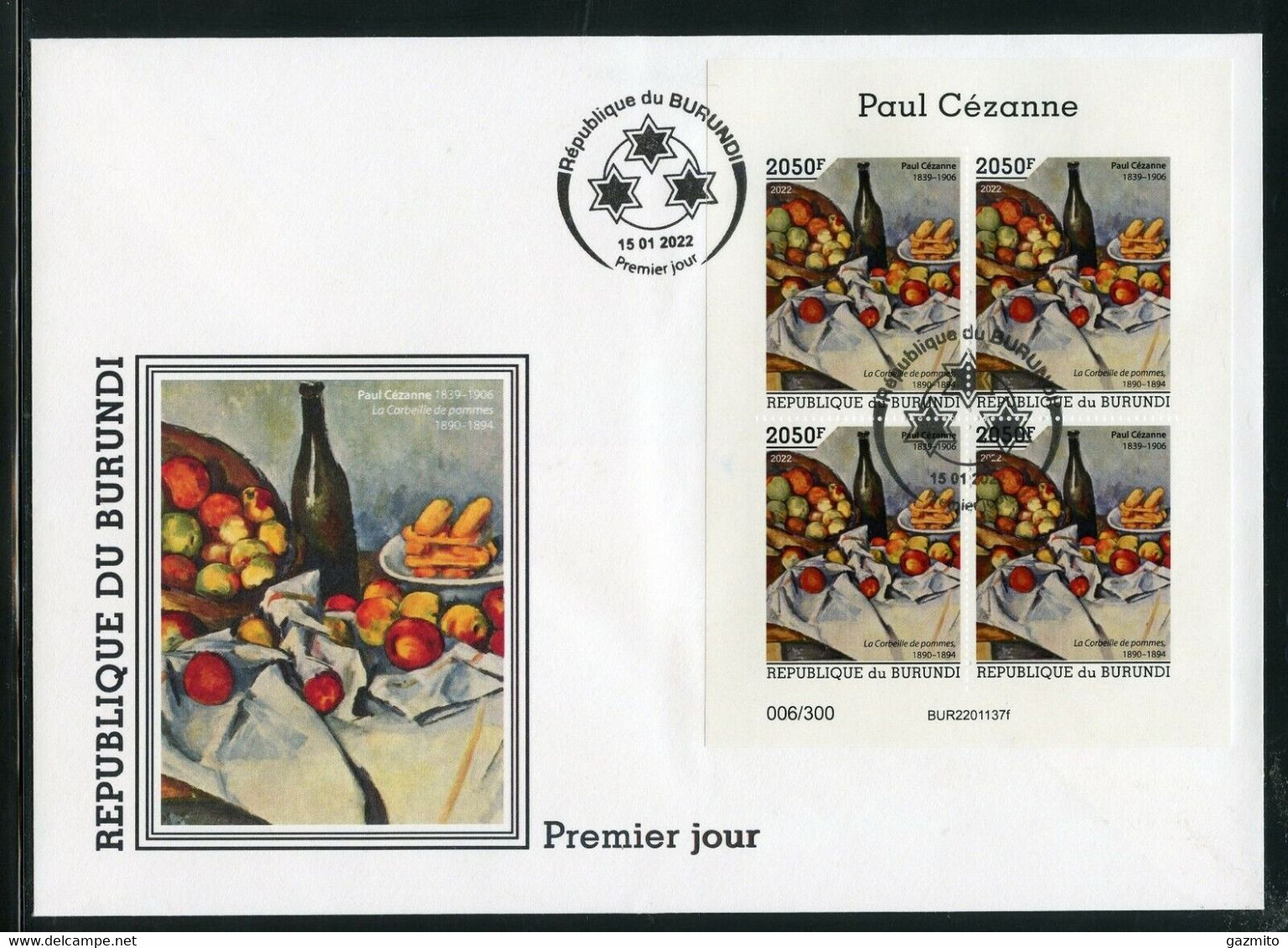 Burundi 2022, Art, Cezanne II, Fruit, BF In FDC - Nuovi