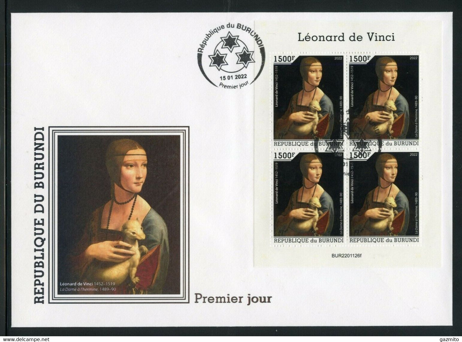 Burundi 2022, Art, Leonardo II, 4val In BF In FDC - Nuovi