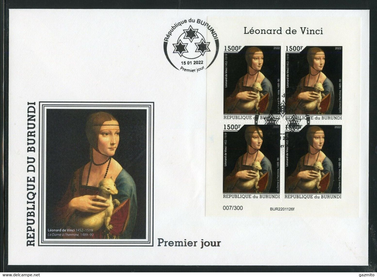 Burundi 2022, Art, Leonardo II, BF In FDC - Nuevos