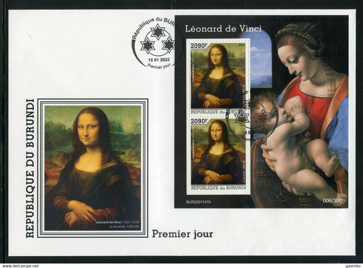 Burundi 2022, Art, Leonardo IV, 2val In  BF In FDC - Nuovi