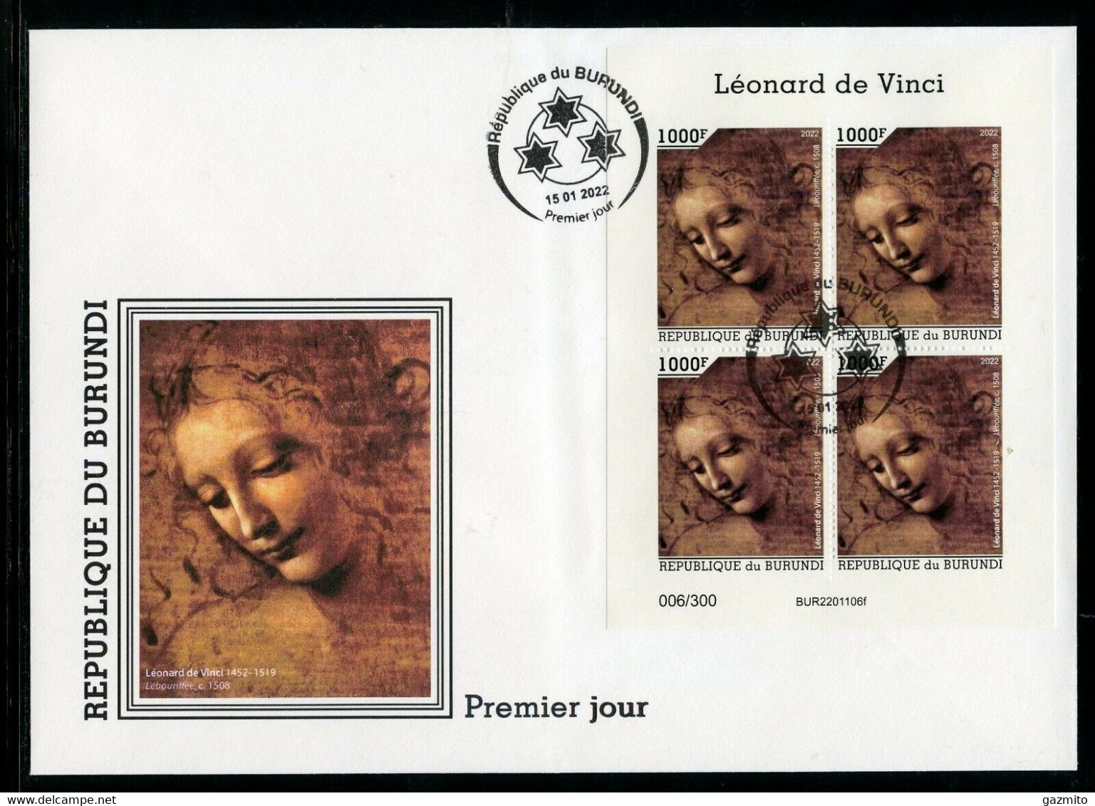 Burundi 2022, Art, Leonardo, BF In FDC - Neufs