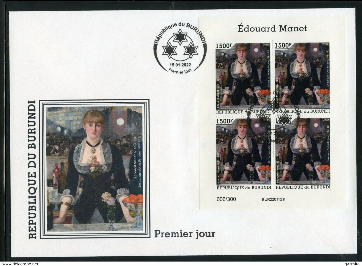 Burundi 2022, Art, Manet III, BF In FDC - Neufs