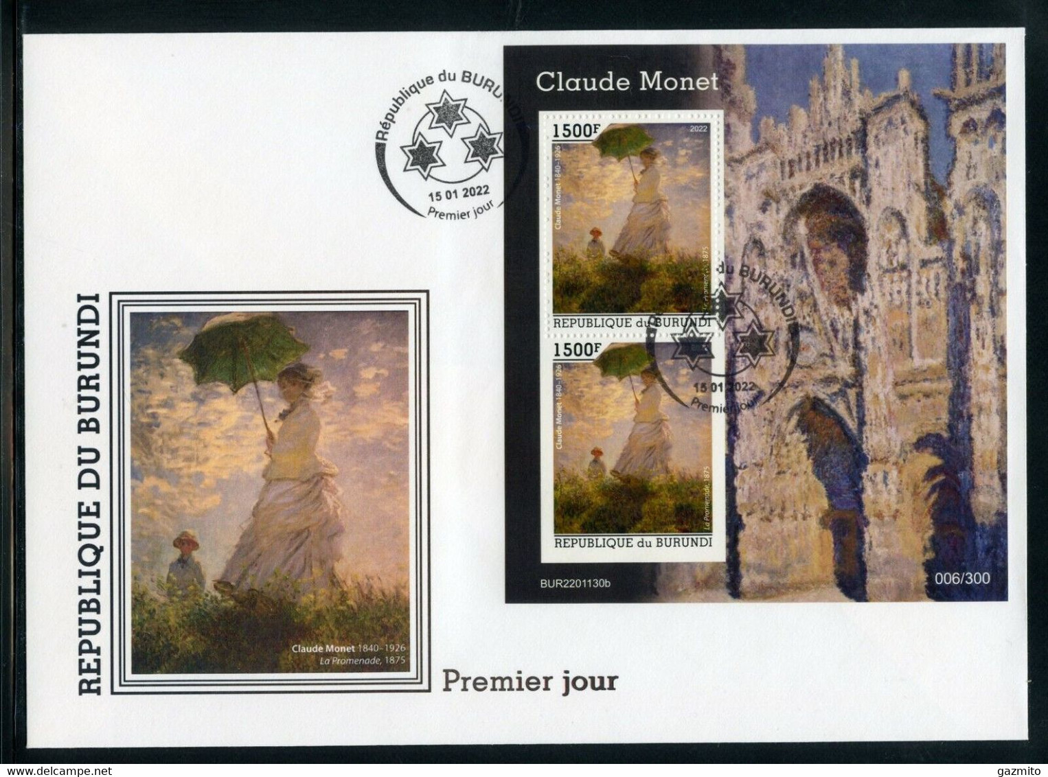 Burundi 2022, Art, Monet VI, Cathedral, 2val In BF In FDC - Nuovi