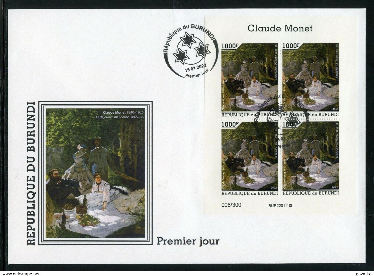 Burundi 2022, Art, Monet, BF In FDC - Nuovi