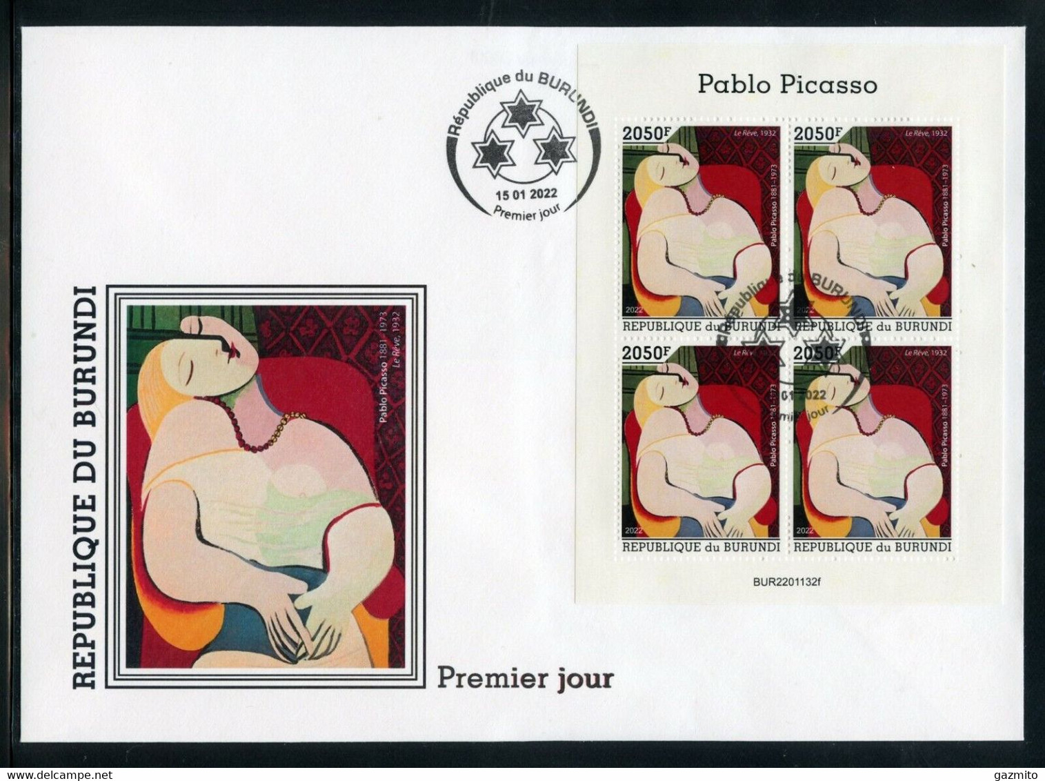 Burundi 2022, Art, Picasso III, 4val In BF In FDC - Nuovi