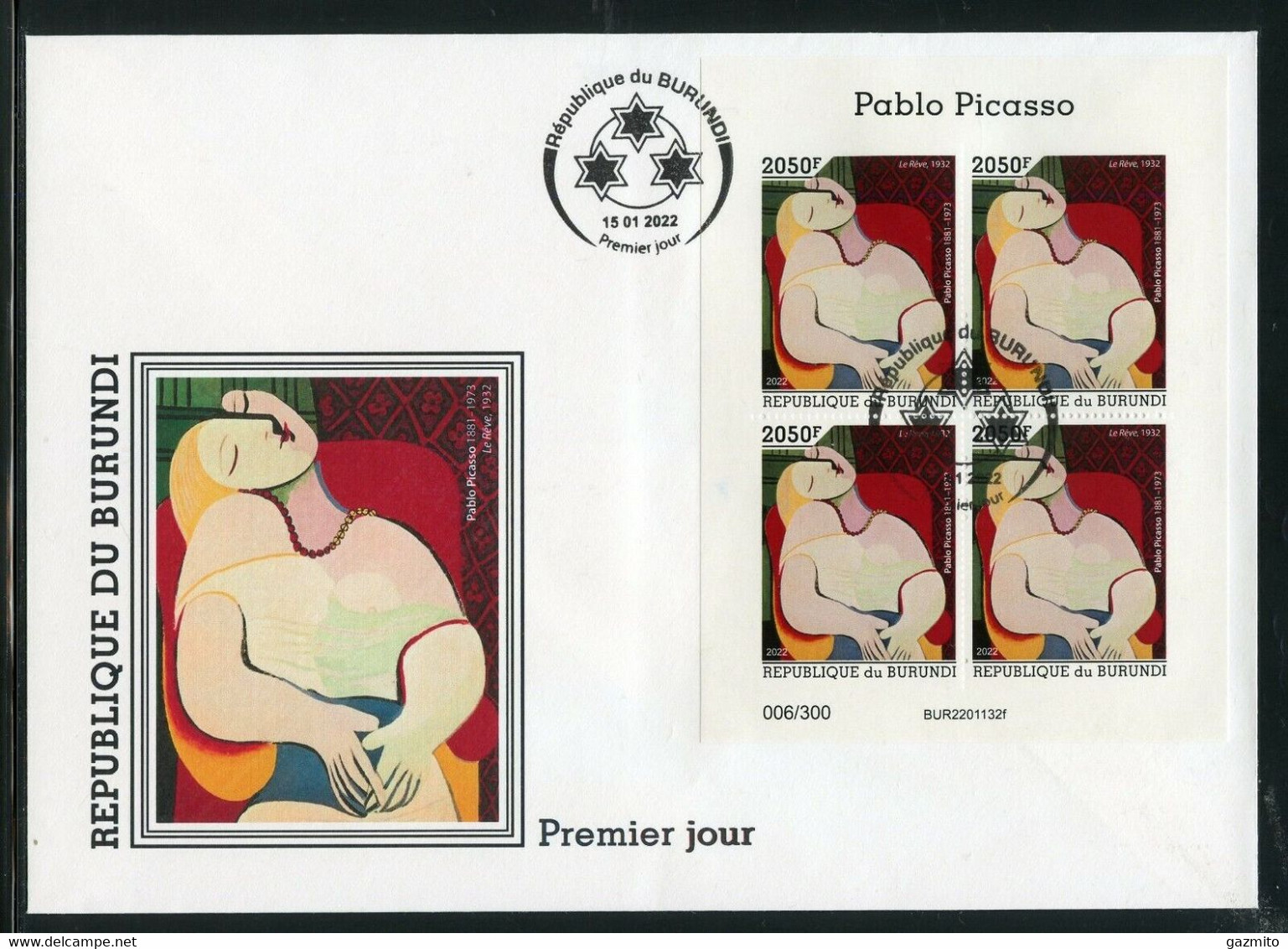 Burundi 2022, Art, Picasso III, BF In FDC - Neufs