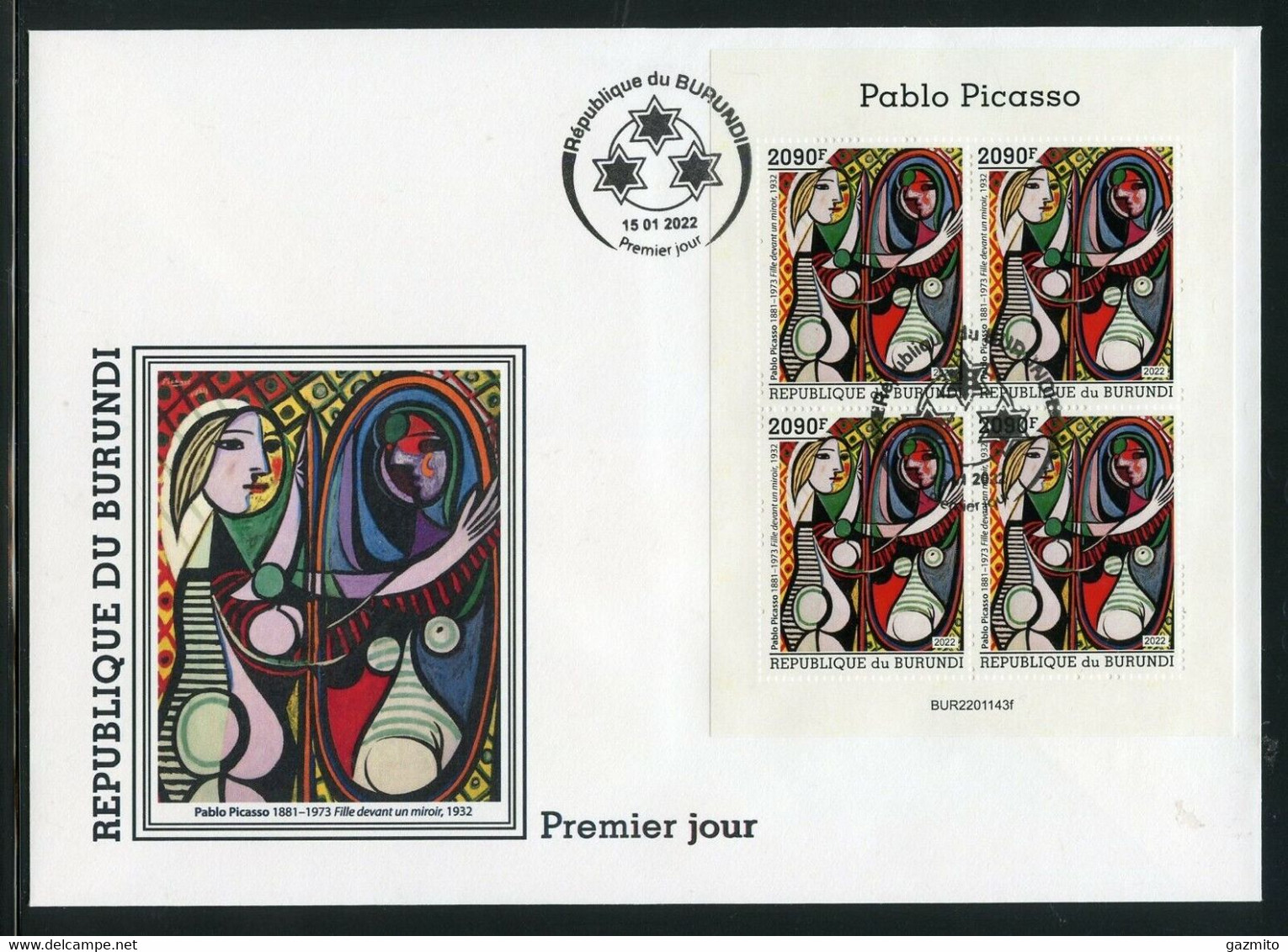 Burundi 2022, Art, Picasso IV, 4val In BF In FDC - Nuovi