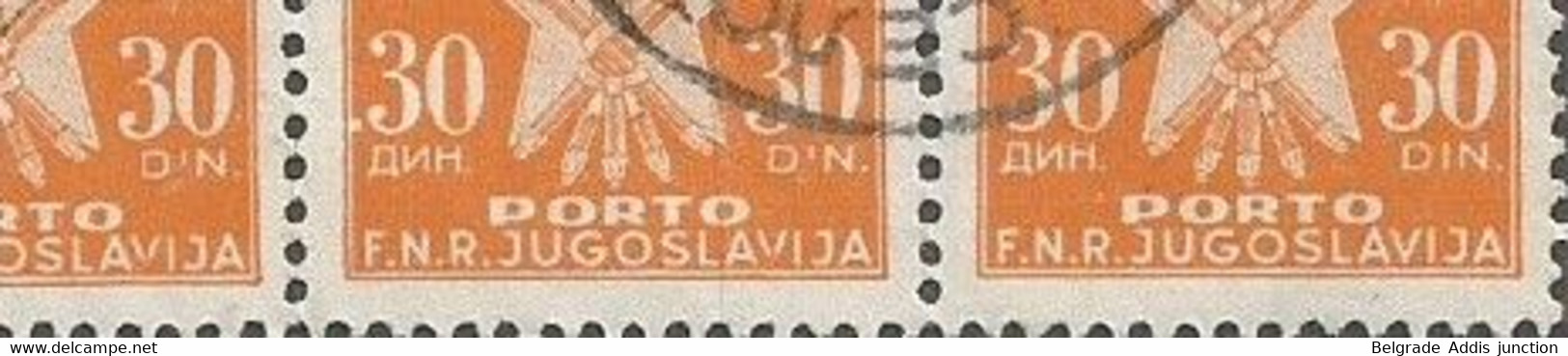 Yugoslavia Error Variety Mi.Porto 105 The 4 Different Constant Plate Flaws Used 1952 - Impuestos