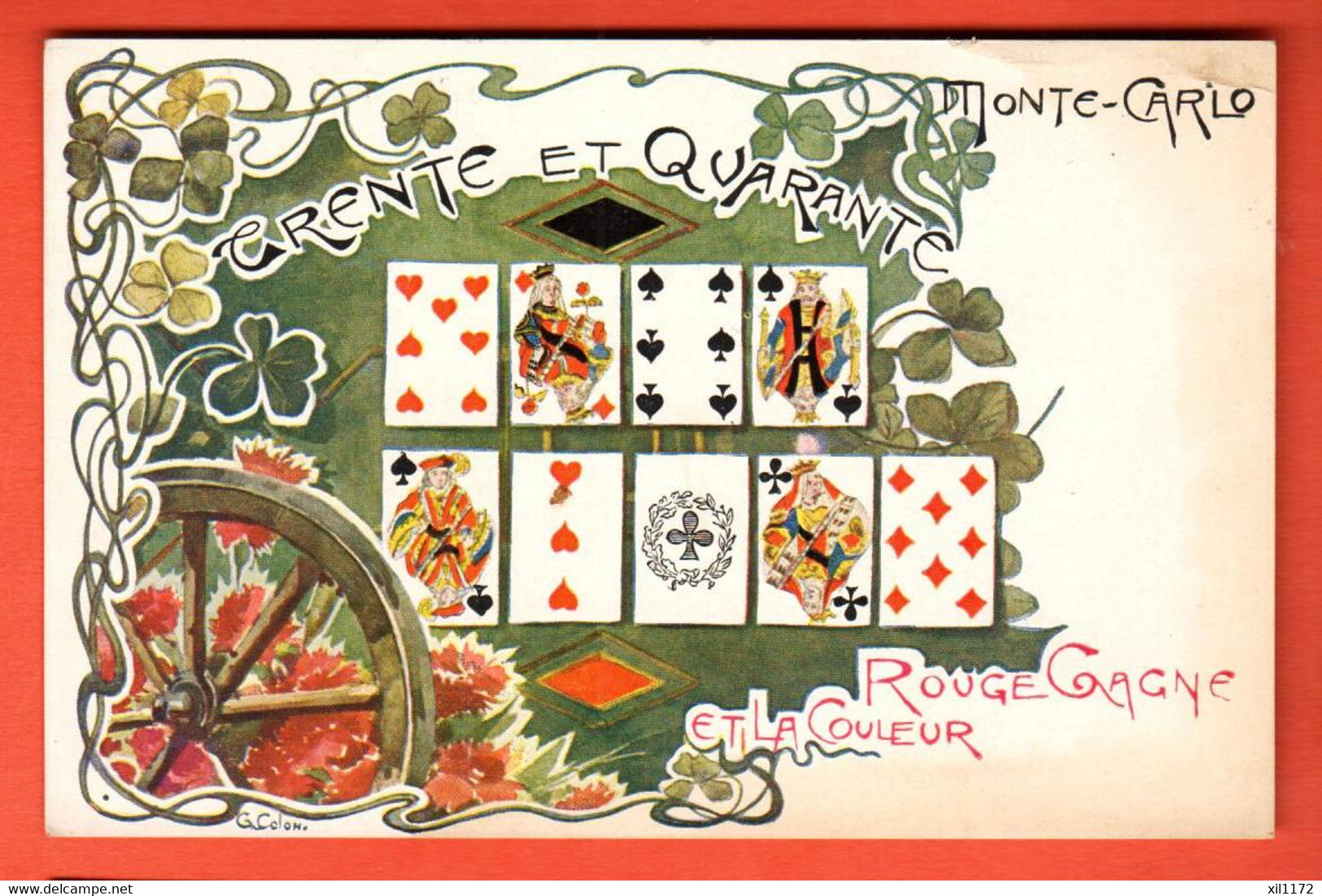 ZTW-38  RARE Cartes à Jouer ART NOUVEAU JUGENDSTIL Monte Carlo Monte Carlo Touge Gagne Et La Couleur Trente Et Quarante - Cartas