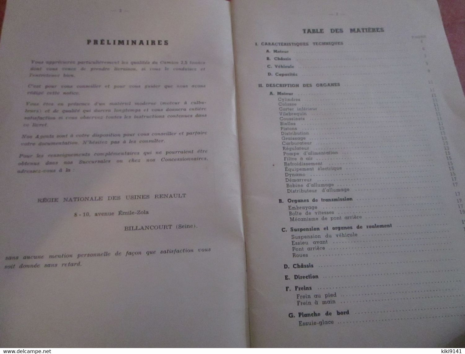 RENAULT - Camion 2,5 Tonnes De Charge Utile Type : R 2164 Et R 2165 - Notice D'Entretien (48 Pages+schéma De Graissage) - Trucks