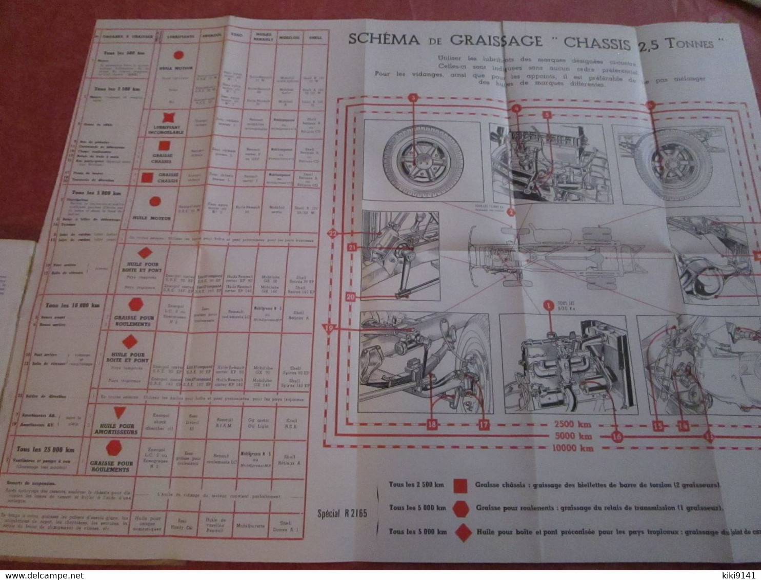 RENAULT - Camion 2,5 Tonnes De Charge Utile Type : R 2164 Et R 2165 - Notice D'Entretien (48 Pages+schéma De Graissage) - LKW