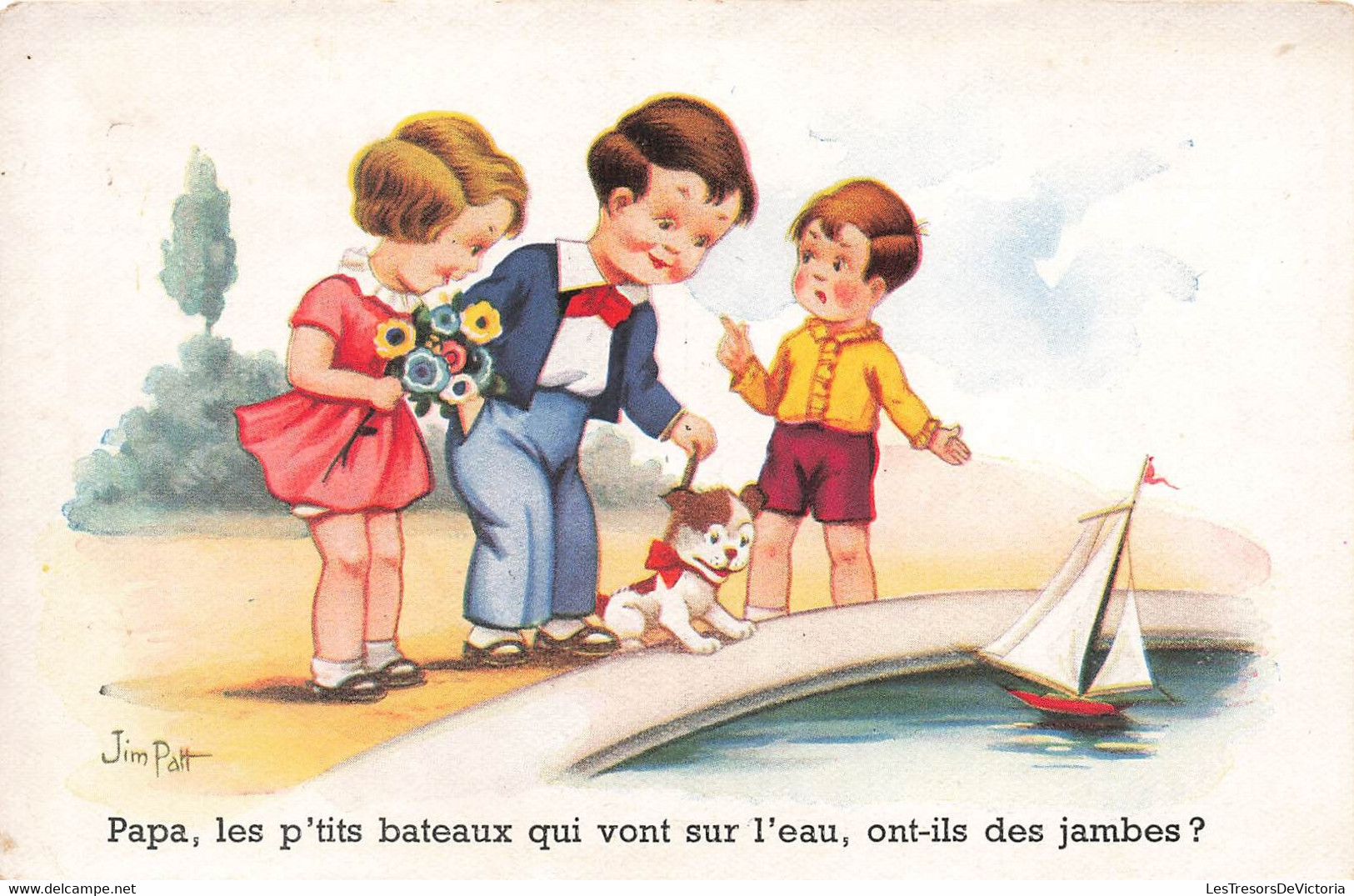 Chromo Chromos Image Comptine Fables Et Contes Pour Enfant - Papa Les Ptits Bateaux - Illustration Jim Patt - 13.5x9cm - Other & Unclassified