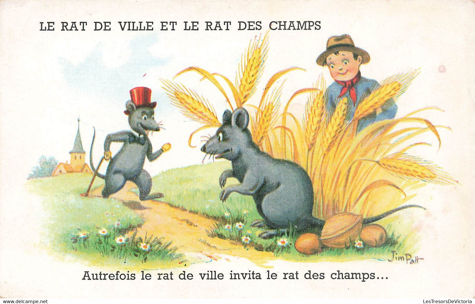 Chromo Chromos Image Comptine Fables Et Contes Pour Enfant - Le Rat Des Villes - Illustration Jim Patt - 13.5x9cm - Other & Unclassified