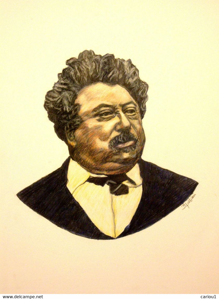 C1 DESSIN Couleurs ALEXANDRE DUMAS - Jullian GRAND FORMAT 50 X 65 Cm - Dessins