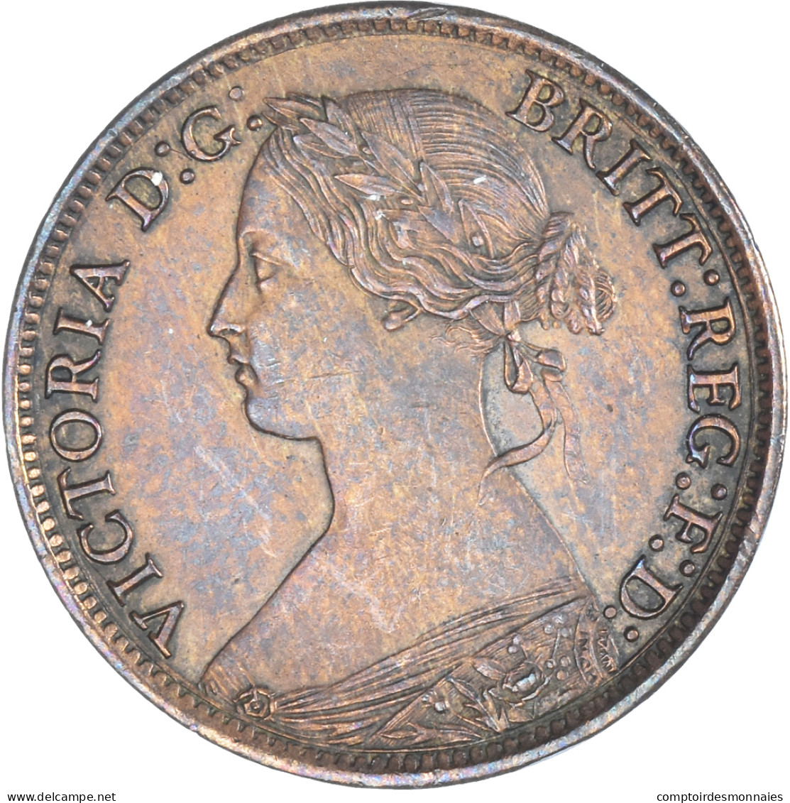 Monnaie, Grande-Bretagne, Victoria, Farthing, 1865, Heaton, SUP, Bronze - B. 1 Farthing