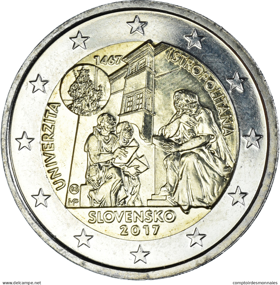 Slovaquie, 2 Euro, Université Istropolitana, 2017, Kremnica, SPL - Slovakia