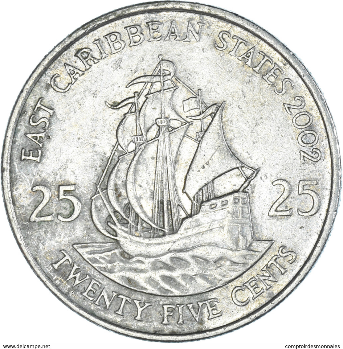 Monnaie, Etats Des Caraibes Orientales, Elizabeth II, 25 Cents, 2002, British - Caraibi Orientali (Stati Dei)
