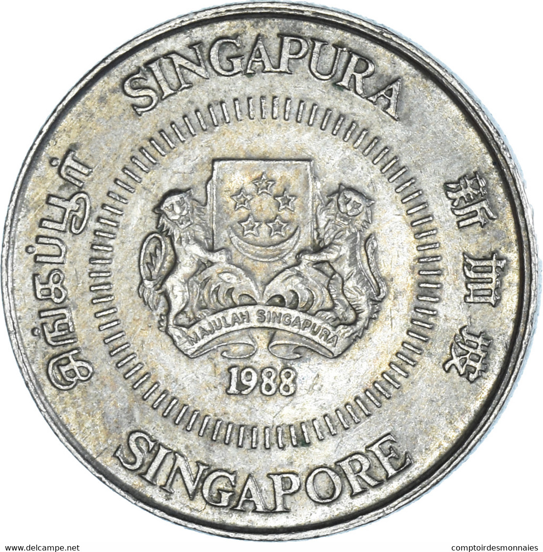 Monnaie, Singapour, 10 Cents, 1988, British Royal Mint, TTB+, Cupro-nickel - Singapour
