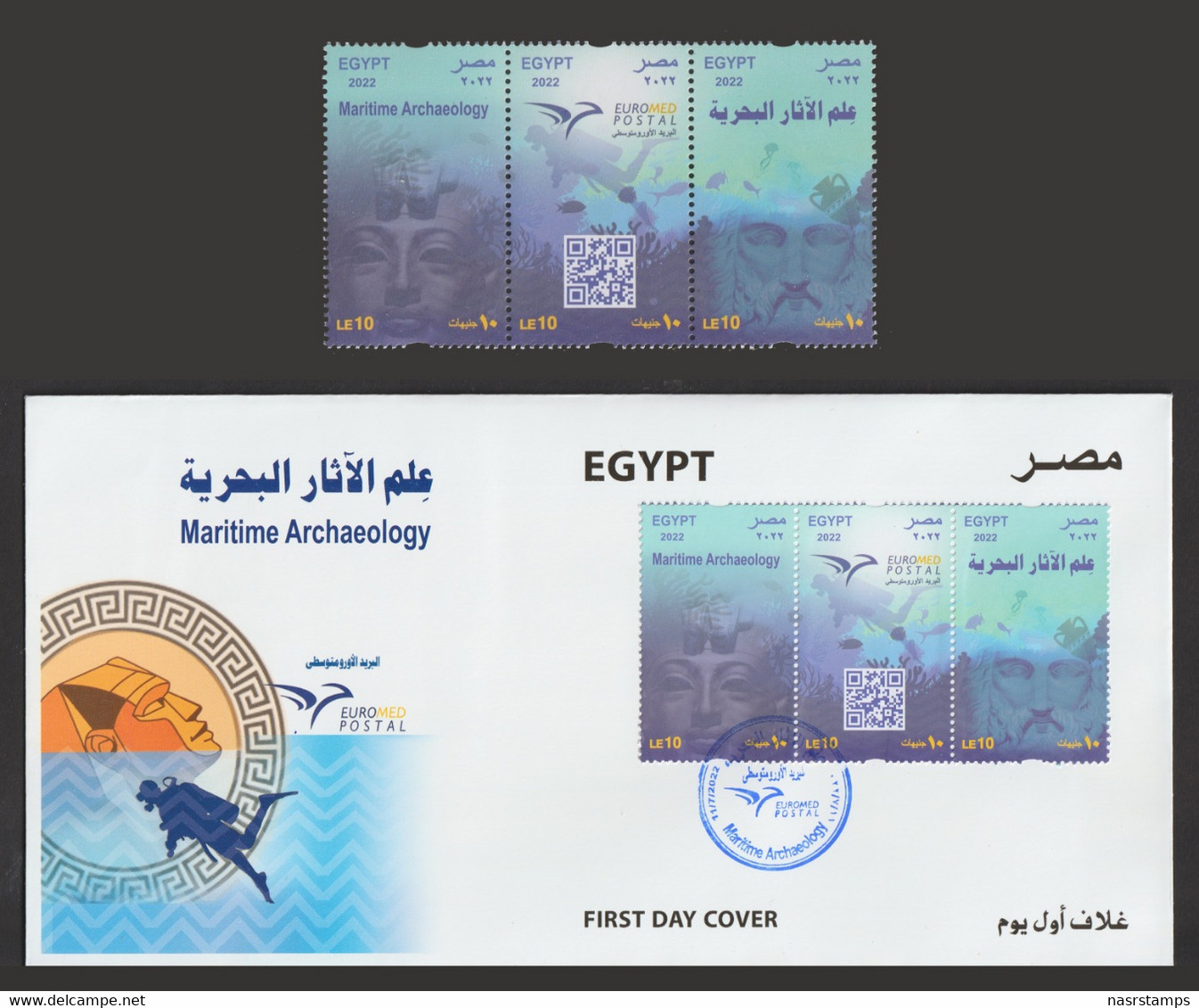Egypt - 2022 - FDC - ( EUROMED Postal - Maritime Archaeology ) - MNH** - Egyptology
