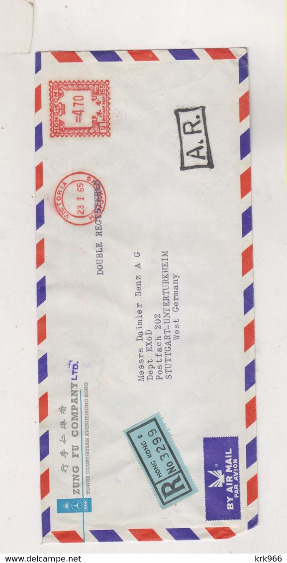 HONG KONG 1965 Registered Airmail Cover To Germany Meter Stamp - Brieven En Documenten