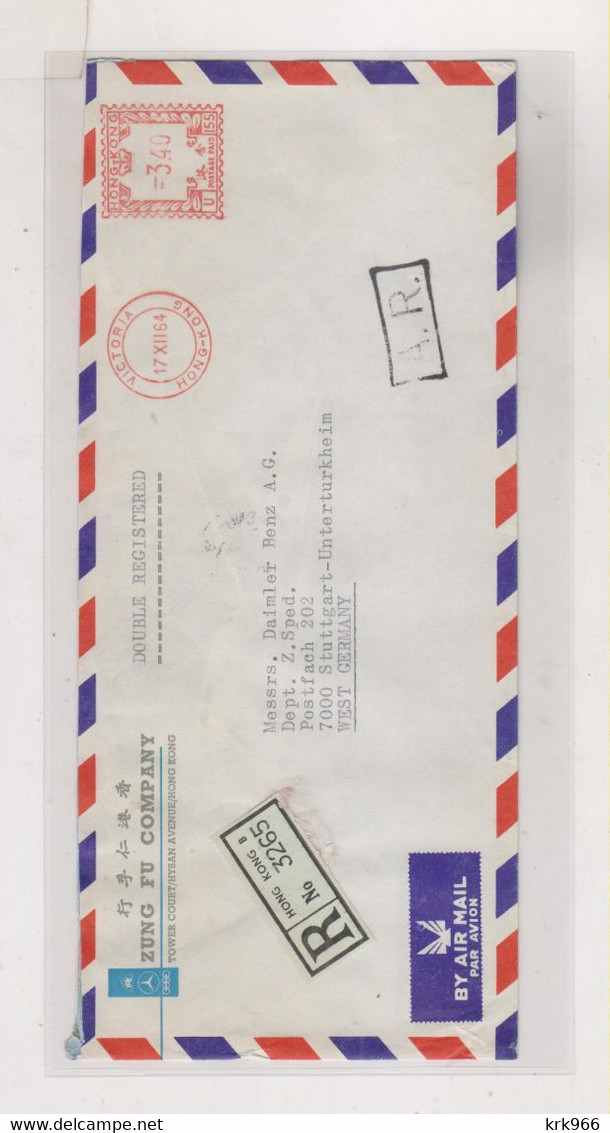 HONG KONG 1964 Registered Airmail Cover To Germany Meter Stamp - Briefe U. Dokumente