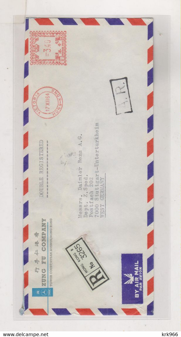 HONG KONG 1964 Registered Airmail Cover To Germany Meter Stamp - Brieven En Documenten