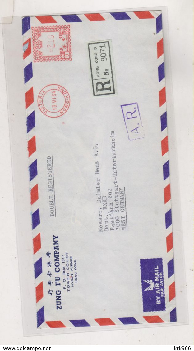 HONG KONG 1964 Registered Airmail Cover To Germany Meter Stamp - Lettres & Documents