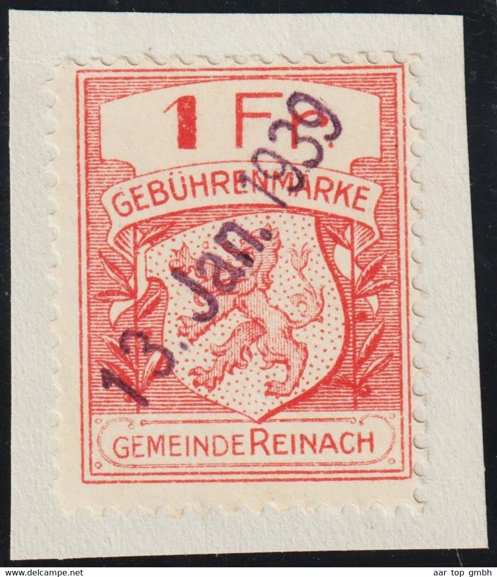 CH Heimat AG Reinach 1939-01-13 Fiskalmarke 1 Fr. Auf Briefstück - Steuermarken